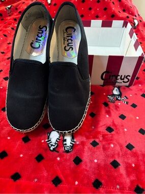 Circus by Sam Edelman Black Canvas Slip-On Espadrille Flats